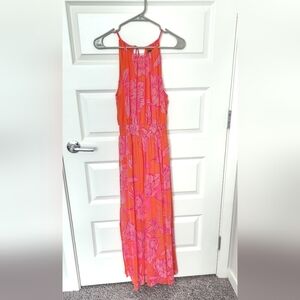 Floral Maxi Dress in Pink and Orange